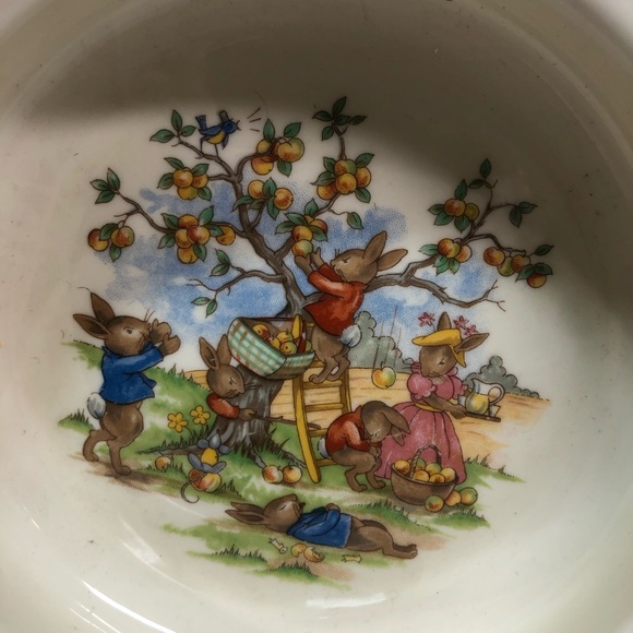 Vintage Royal Doulton Bunnykins 6" Child's Plate/ Bowl - Apple Picking - Picture 3 of 10